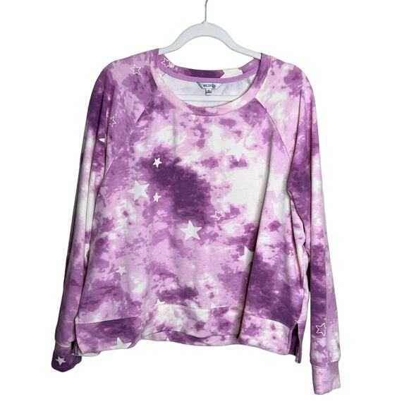Wildfox Sweater XL Womens Tie Dye Star Print Pullover Long Sleeve Crew Neck - Picture 1 of 5